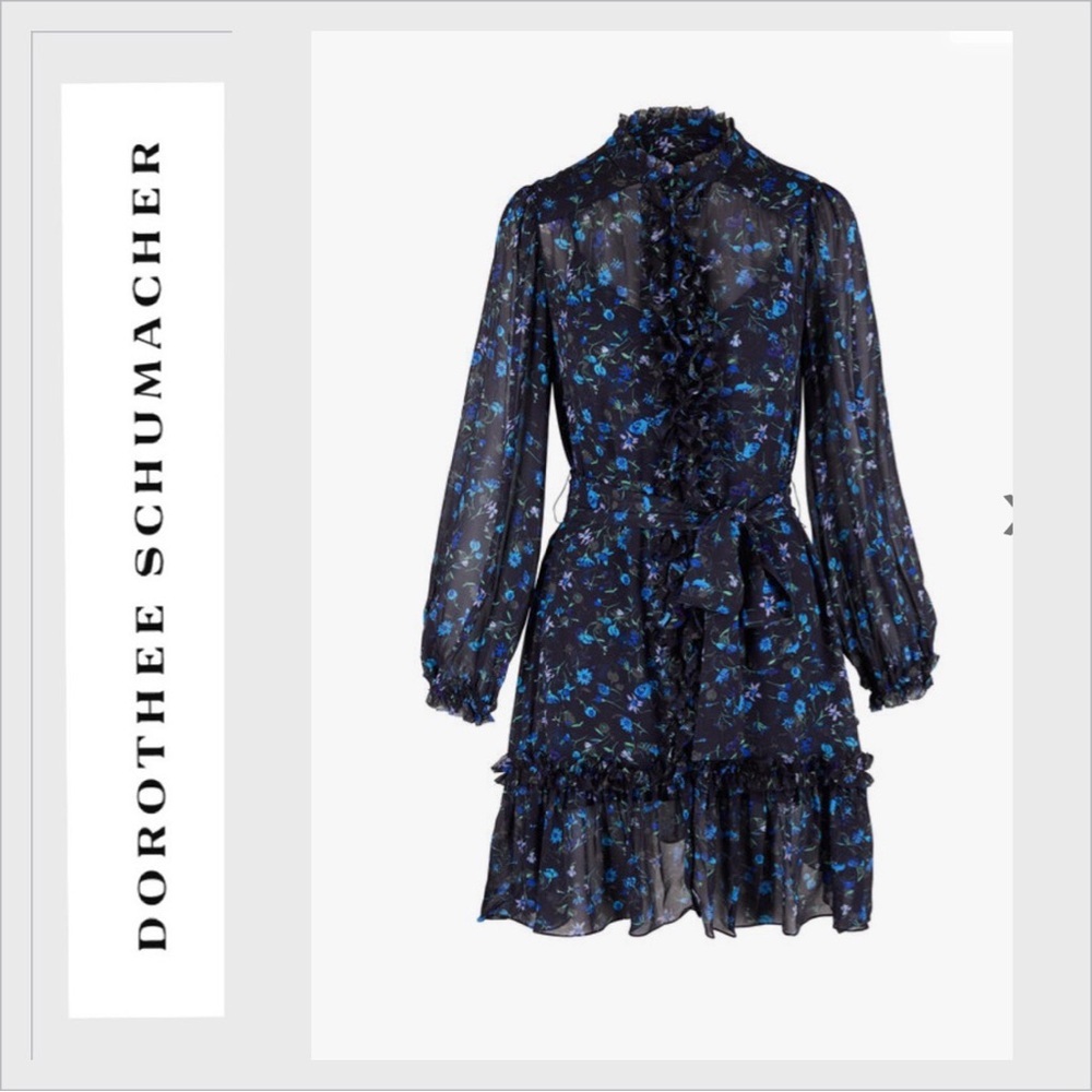 Dorothee Schumacher floral Ruffle Printed Dress Sz 1 lined